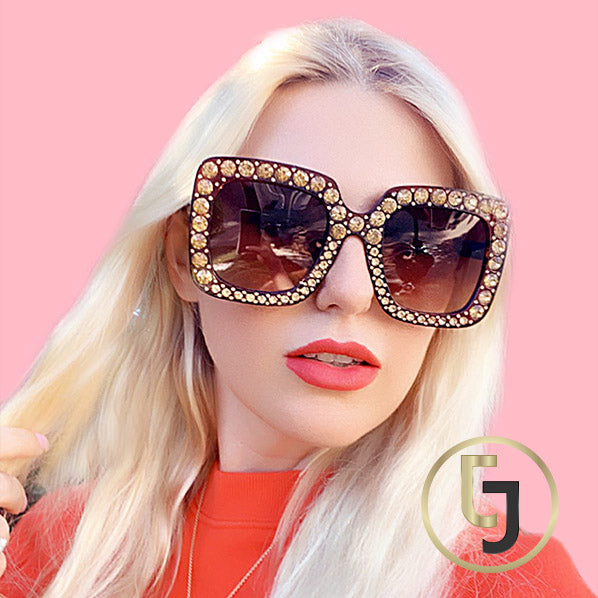 Julia Jolie Beverly Hills Sunglasses- Exclusive Edition- Shine like a Diamond! Brown